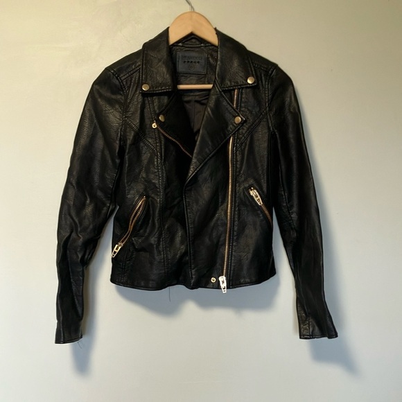 Blank NYC Black Vegan Leather Gold Jacket - Picture 1 of 7